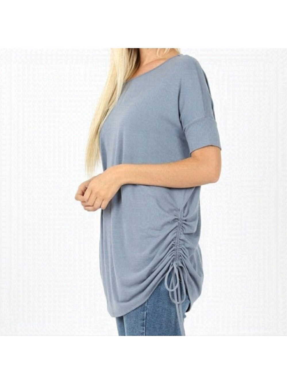 ZENANA 3/4 SLEEVE Tunic Blue Size Small NWT